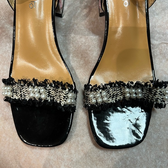 NWOT - Shein Pearl Décor Rhinestone Slipper Sandal *Black (Size 7) - Picture 7 of 12